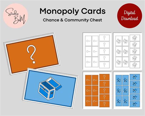 monopoly cards list|Free Monopoly Chance & Community Chest Cards .